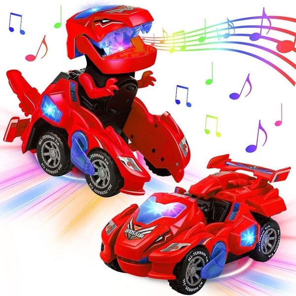 Vibe Geeks 2 in 1 Automatic Transforming Dinosaur Toy Car with Led Light and ... Carousel 1