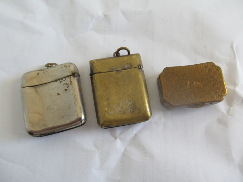 ANTIQUE SET 3 VESTA WAX MATCH TINS Carousel 2