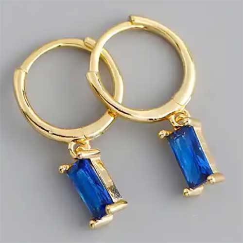 18K Gold CZ Diamond Huggie Earring "Lucy" (Crystal) Carousel 2