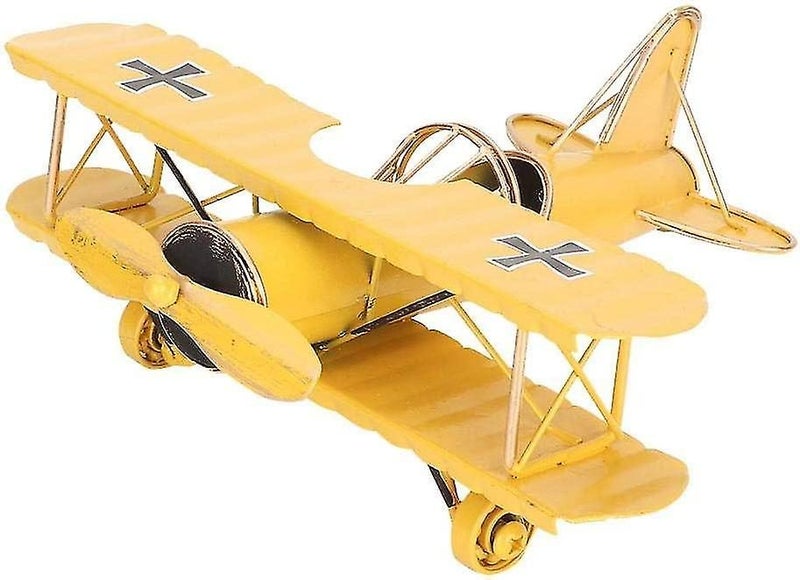 Vintage Airplane Model, Mini Metal Biplane Airplane Model Toys For Home Decor Or Carousel 1