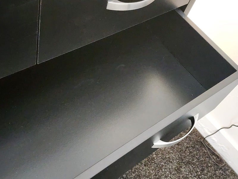 Low Boy 3+2 Drawer & (2x) Gary Bedside Table Combo Black Carousel 8