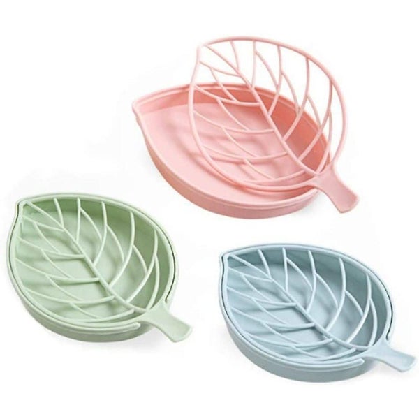 Self Draining Soap Dishe Not Punched Easy Clean Leaf Shape Bar Soap Holder Sink Carousel 1
