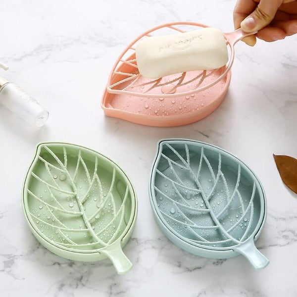 Self Draining Soap Dishe Not Punched Easy Clean Leaf Shape Bar Soap Holder Sink Carousel 2