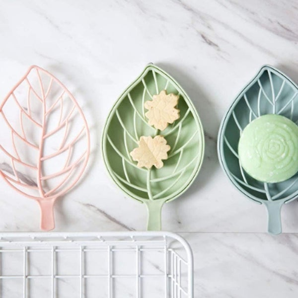 Self Draining Soap Dishe Not Punched Easy Clean Leaf Shape Bar Soap Holder Sink Carousel 5
