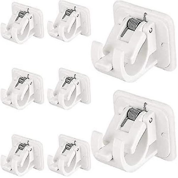 8 Pack Self Adhesive Curtain Rod Bracket Hooks - No Drilling Adjustable Rod Hold Carousel 1
