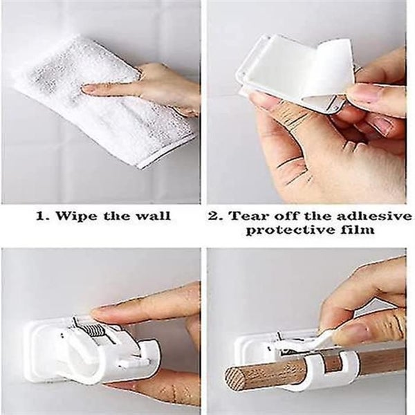 8 Pack Self Adhesive Curtain Rod Bracket Hooks - No Drilling Adjustable Rod Hold Carousel 5