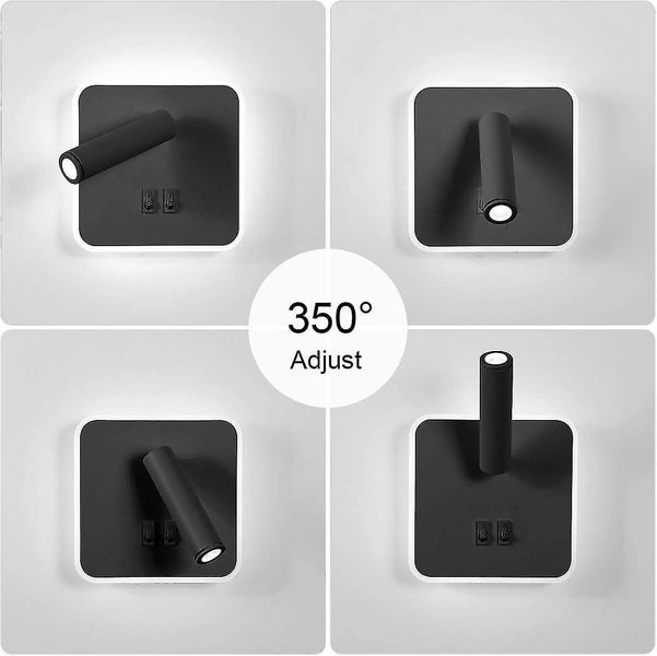 Modern LED Wall Light - Adjustable Swivel Wall Reading Light with Switch, 3W LED Carousel 2