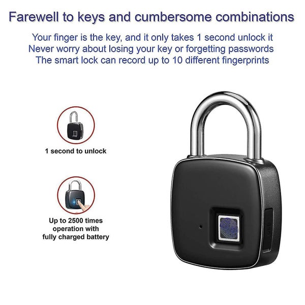 Smart Fingerprint Padlock - Waterproof Biometric Lock for Security Carousel 2