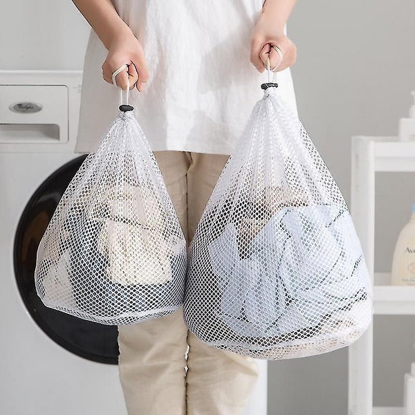Large Mesh Laundry Bag With Drawstring Durable Nylon Washing Bag For Storage Gar Carousel 2