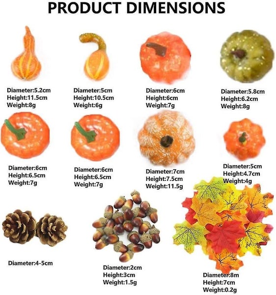 Mini Pumpkins Acorns Artificial Vegetables - Artificial Leaves Pumpkin Decoratio Carousel 5