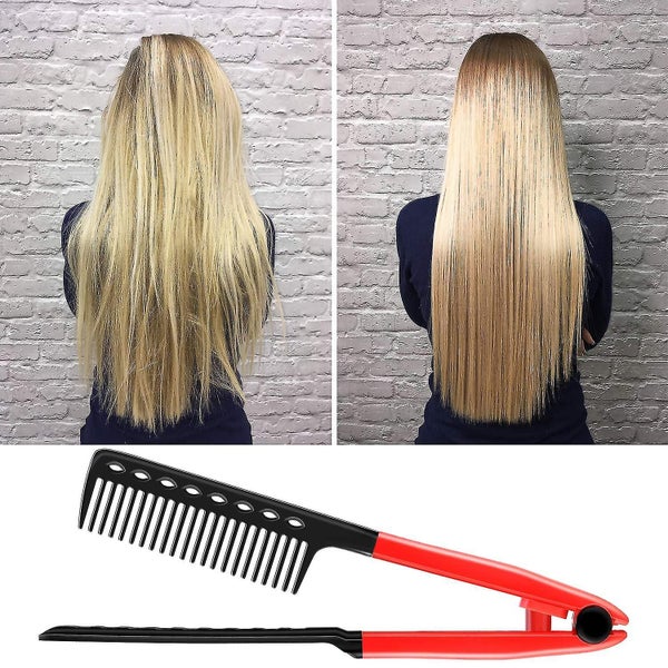2 Pieces Flat Iron Comb Straightening Comb Salon Hair Brush Combs Hairdressing S Carousel 2
