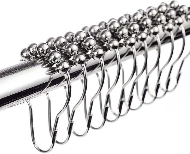 12x Duschringe Set Stainless Steel Shower Curtain Rings - 12 Single Hooks, 69x39 Carousel 1