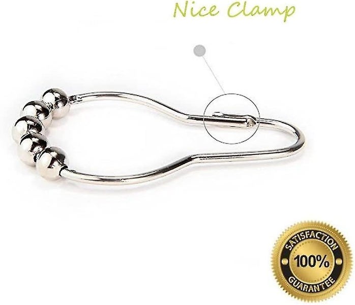 12x Duschringe Set Stainless Steel Shower Curtain Rings - 12 Single Hooks, 69x39 Carousel 2
