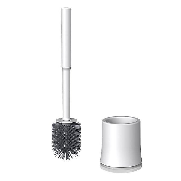 Toilet Brush And Bracket Set, Silicone Bristles, Beige Bathroom Cleaning Bowl Br Carousel 1