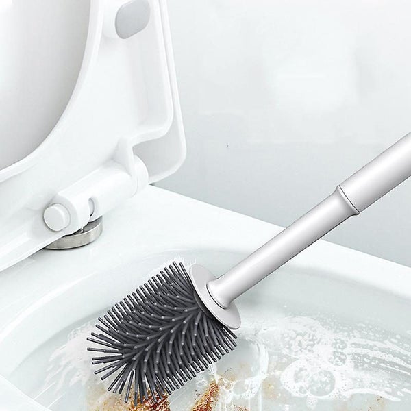Toilet Brush And Bracket Set, Silicone Bristles, Beige Bathroom Cleaning Bowl Br Carousel 2