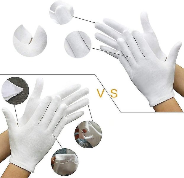 Pack of 24 White Cotton Gloves - Moisturizing Work Gloves for Dry Hands, Jewelry Carousel 1