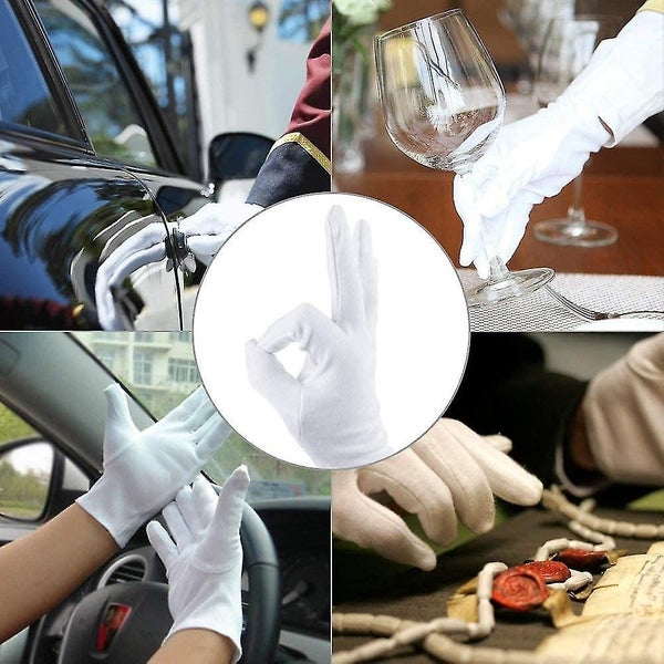 Pack of 24 White Cotton Gloves - Moisturizing Work Gloves for Dry Hands, Jewelry Carousel 4