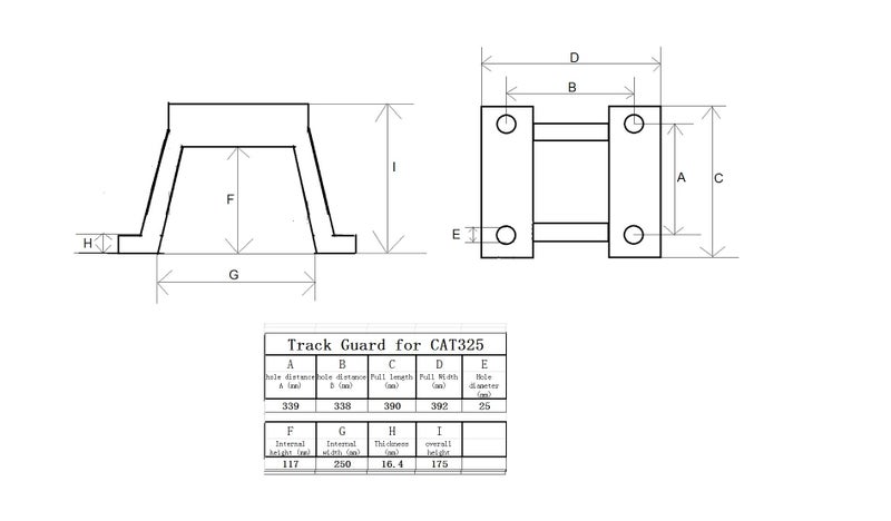 Track Guard for CAT E325/E329 part no: 7y2581 B1: 339mm B2: 338mm Carousel 2