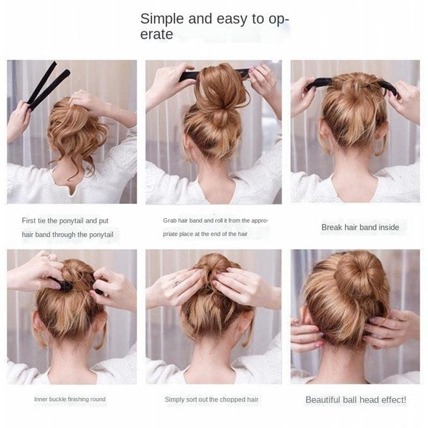 2pcs Women's Magic Hair Bun Maker Snap Styling Donut Former NEW Carousel 6