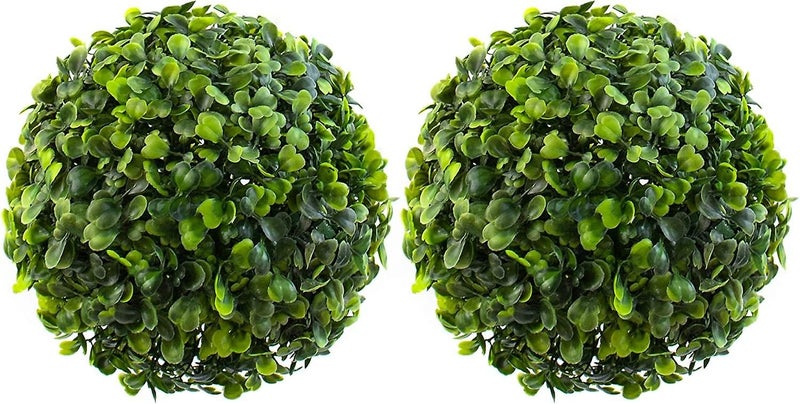 2 Pack Artificial Boxwood Topiary Plant Balls Decorative Faux Green Hanging Plan Carousel 1