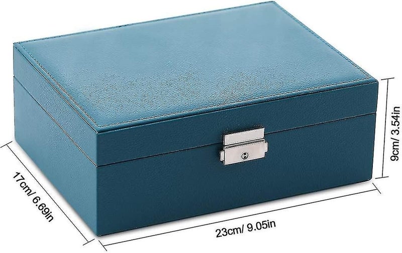 Jewelry Box For Women, Travel Lockable Leather Jewelry Box 2 Layers Jewelery Org Carousel 2
