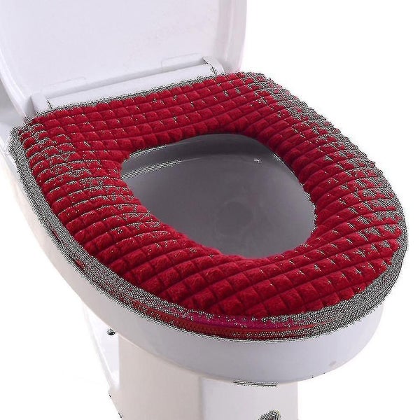 Toilet Seat Cover Bathroom Soft Thicker Warmer Stretchable Washable Carousel 1