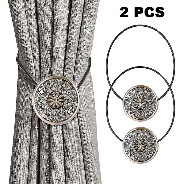 2 Pcs Vintage Magnetic Curtain Tieback, Round Curtain Drapery Holdback Retro Win Carousel 1