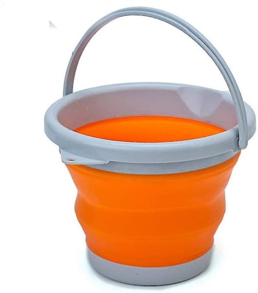 10L Collapsible Silicone Bucket - Camping, Fishing, Kitchen Cleaning - Orange - Carousel 1