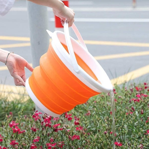 10L Collapsible Silicone Bucket - Camping, Fishing, Kitchen Cleaning - Orange - Carousel 2