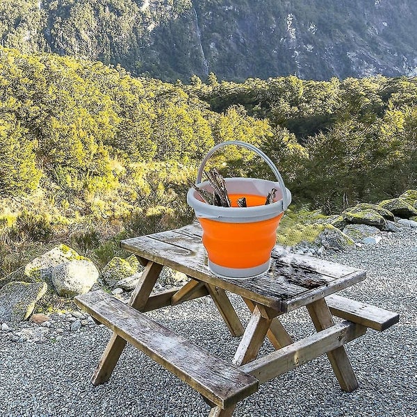 10L Collapsible Silicone Bucket - Camping, Fishing, Kitchen Cleaning - Orange - Carousel 5