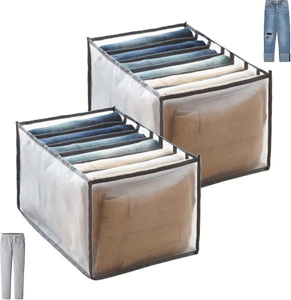 2 Pcs Jeans Organizer Storage Drawer Pants Foldable Mesh Wardrobe, Large Capacit Carousel 1