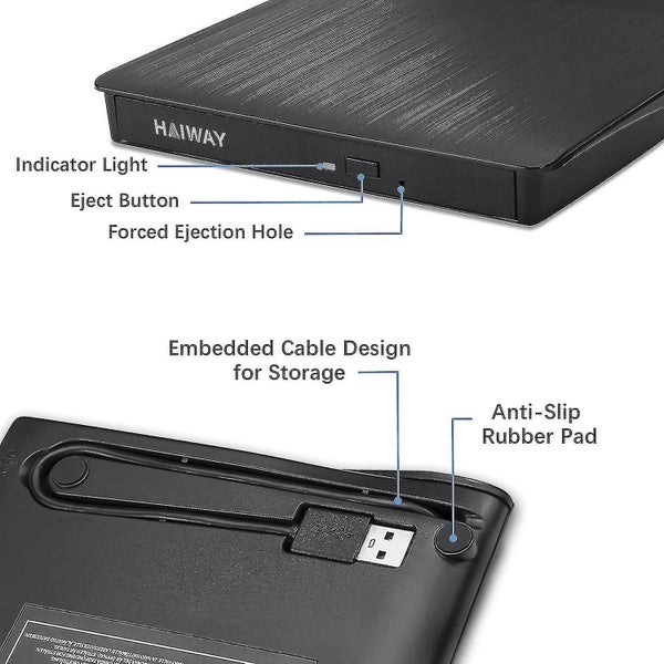 External Cd Dvd Drive, Usb 3.0 Portable Cd Dvd +/-rw Drive Ultra-thin Cd Dvd Rom Carousel 3