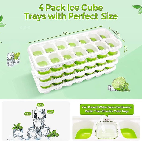 Ice Cube Trayseasy-release Silicone And Flexible 14-ice Trays Molds With Covers Carousel 5