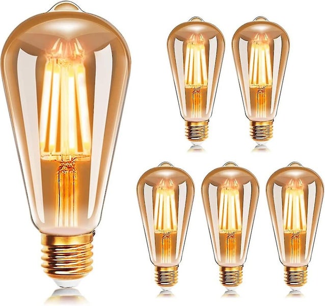 E27 ST64 LED Filament Bulb 4W 2200K Warm White - Vintage Edison Bulb (Pack of 6) Carousel 1