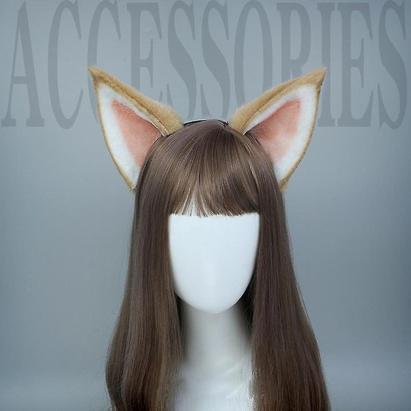 Cat Fox Faux Fur Ears Headband Cute Halloween Party Handmade Animal Furry Ears H Carousel 2