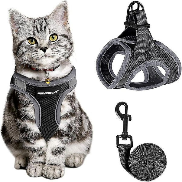 Breathable Adjustable Cat Harness - Lightweight Kitten Harness with Anti-Escape Carousel 1