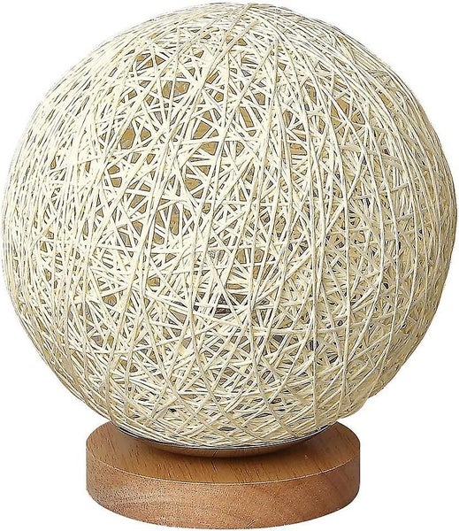 Romantic Solid Wood Table Lamp Bedside Lamp Rattan Ball Round Lampshade With Usb Carousel 1