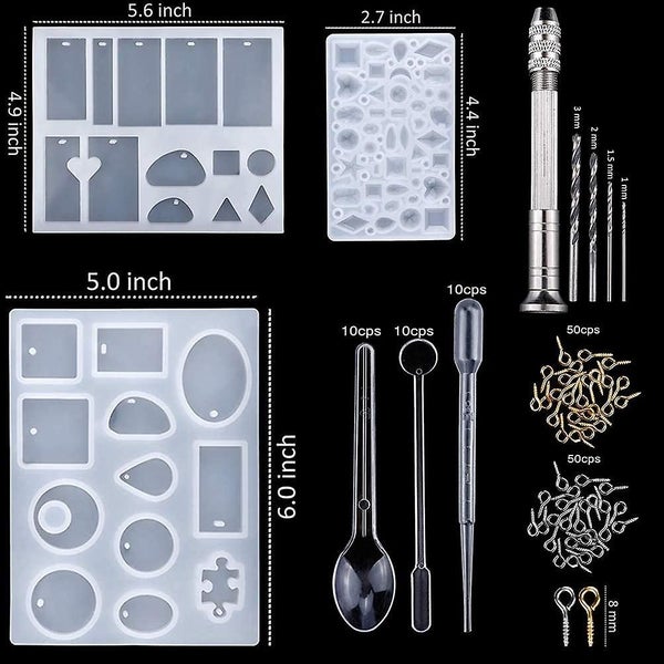 Resin Molds, 159 Pcs Silicone Resin Casting Molds And Tools Kit For Diy Jewelry Carousel 5