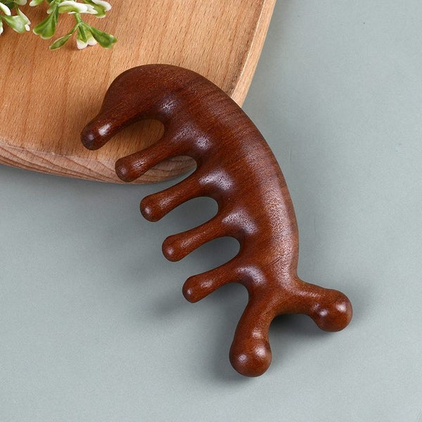 Meridian Massage Comb Sandalwood Five Wide Tooth Comb Acupuncture Carousel 2