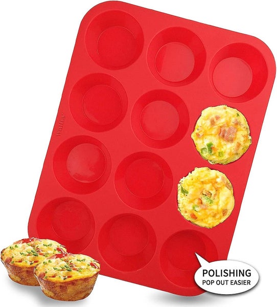 Silicone Muffin Pan - 12 Cups Regular Silicone Cupcake Pan, Non-stick Silicone G Carousel 1