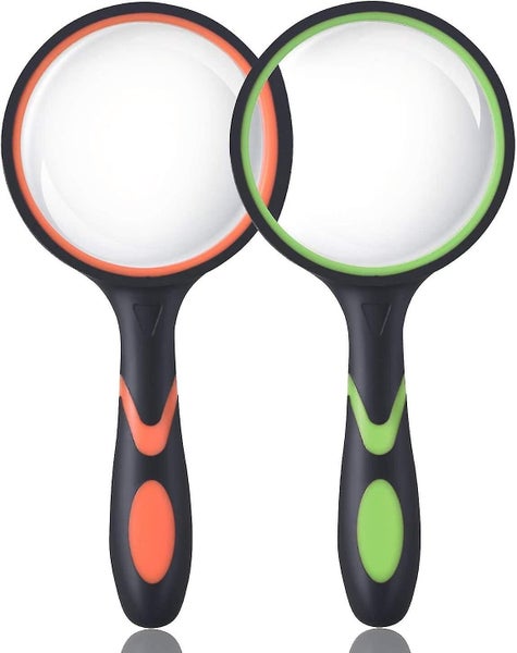 (2 Pcs) 10x Magnifying Glass, Handheld Reading Magnifier, 75mm Magnify Glasses L Carousel 1