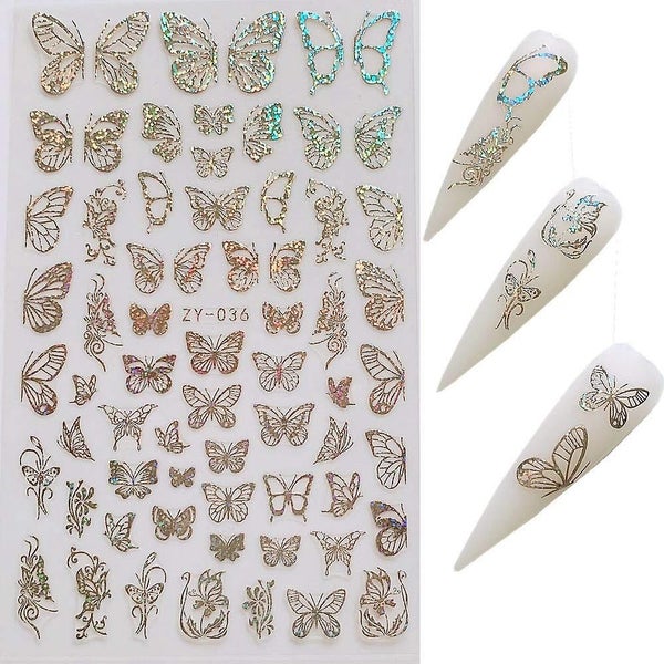 8sheets Nail Art Adhesive Sticker Sheets Different Laser Gold And Silver Color B Carousel 5