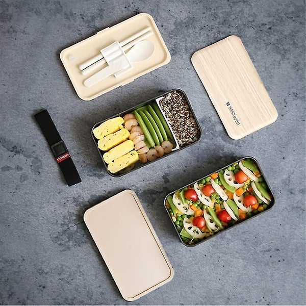 Bento Box Meal Lunch Box Bundle - Japanese Style Lunch Box with Stainless Steel Carousel 2