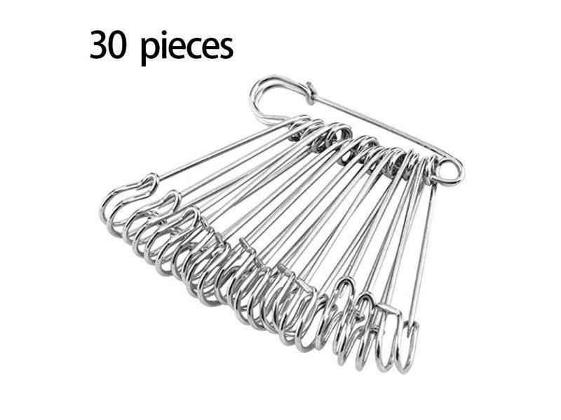 30Pcs 50mm Stainless Steel Safety Pins DIY Sewing Tools Accessory Needles Large Carousel 2