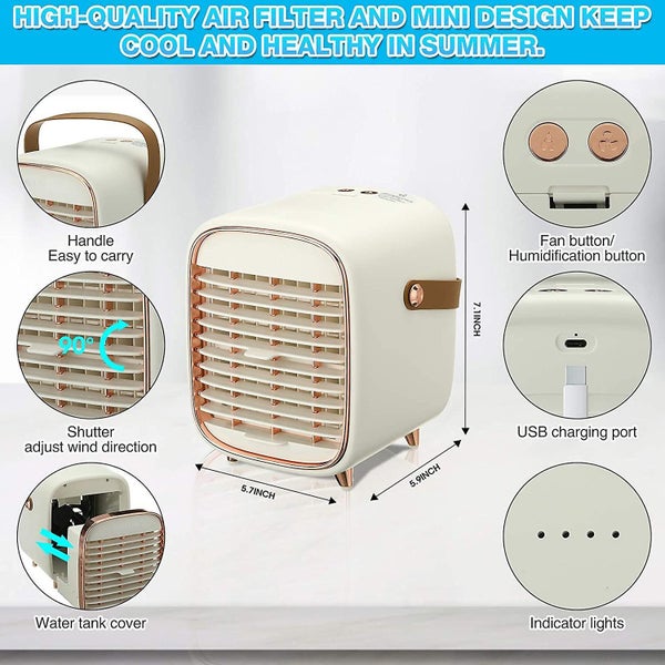 Portable Air Conditioner, Air Cooler With 3 Speeds, Cooling Fan With Atomization Carousel 5