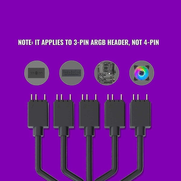 1 To 5 Argb Extension Cable, 1 To 5 Argb Splitter Cabie, Suitable For 3-pin Argb Carousel 2