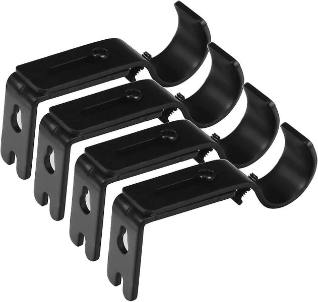 Sturdy Wall-Mounted Curtain Rod Brackets with Fixing Screws - Set of 4 (Silver) Carousel 4