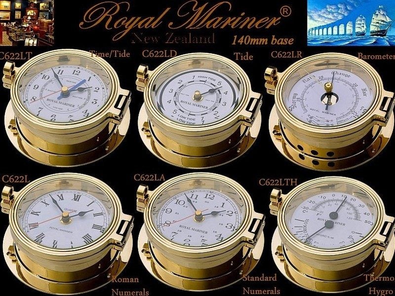 NZ retailer.Royal Mariner® Brass clock & barometer SOLID brass C622/C622A C622R Carousel 10