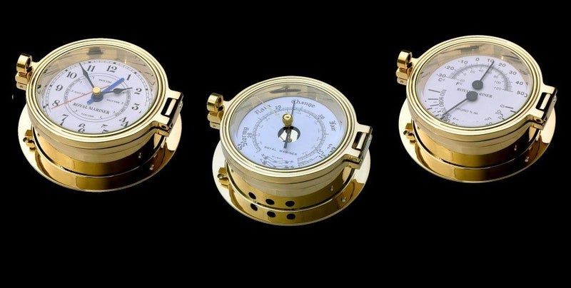Time and tide clock + barometer + thermo/hygro 116mm SOLIDbrass Royal Mariner®NZ Carousel 1