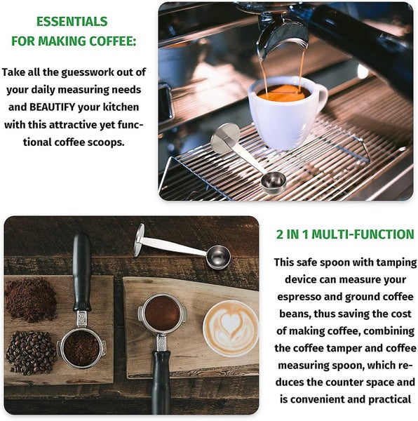 2 Pieces Coffee Scoop Stainless Steel Espresso Tamper 15 Mm Two In One Measuring Carousel 5